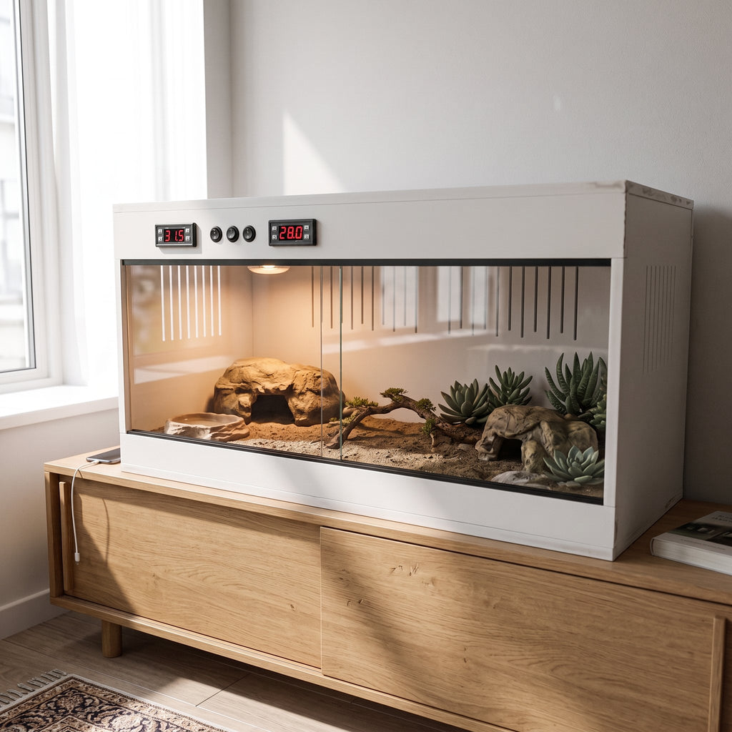 Terrarium 80 cm aménagé avec gecko