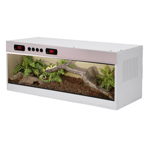 Terrarium PVC blanc 100 cm aménagé avec double thermostat